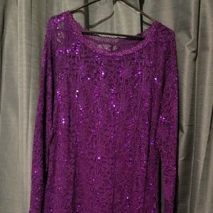 Purple Sequin and Lace Dress